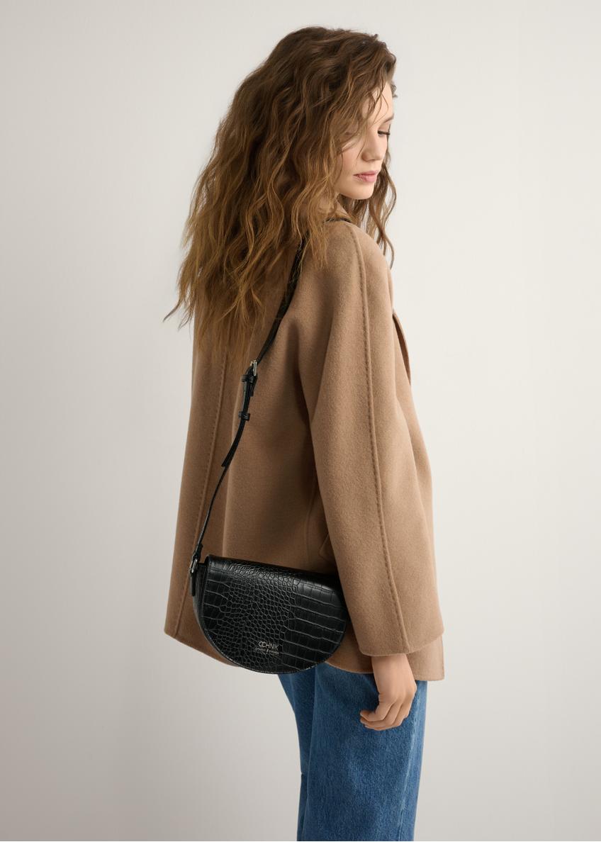 Čierna polkruhová dámska kabelka croco TOREC-1184-9G(W26)