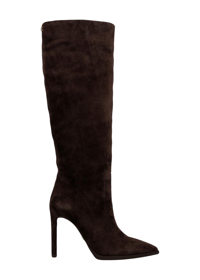 Tmavohnedé dámske semišové čižmy BUTYD-1208-1I(Z26)