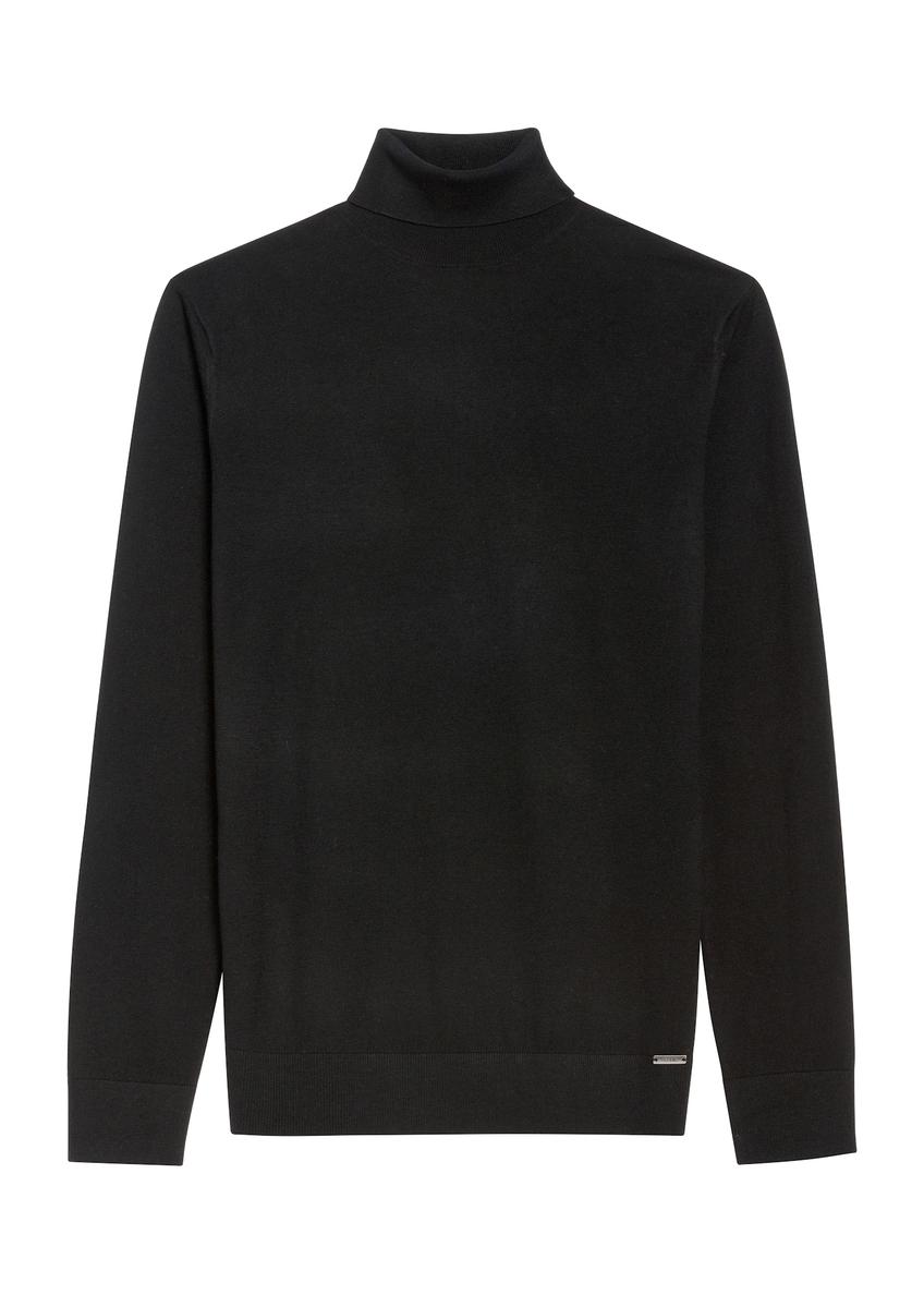 Čierny pánsky vlnený sveter s hodvábom SWEMT-0185-99(Z25)