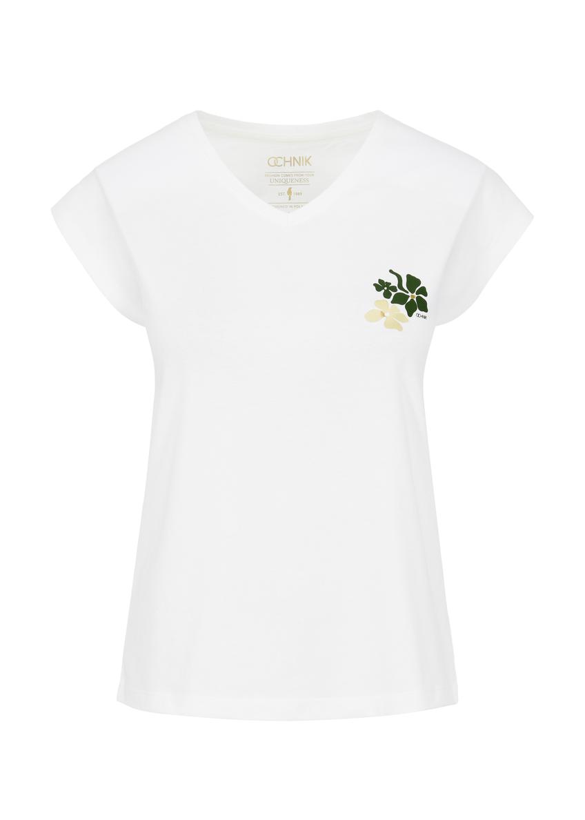 Dámske krémové bavlnené tričko TSHDT-0126-12(W24)-04