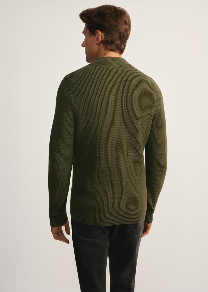 Pánsky khaki sveter so zipsom SWEMT-0176-55(Z25)