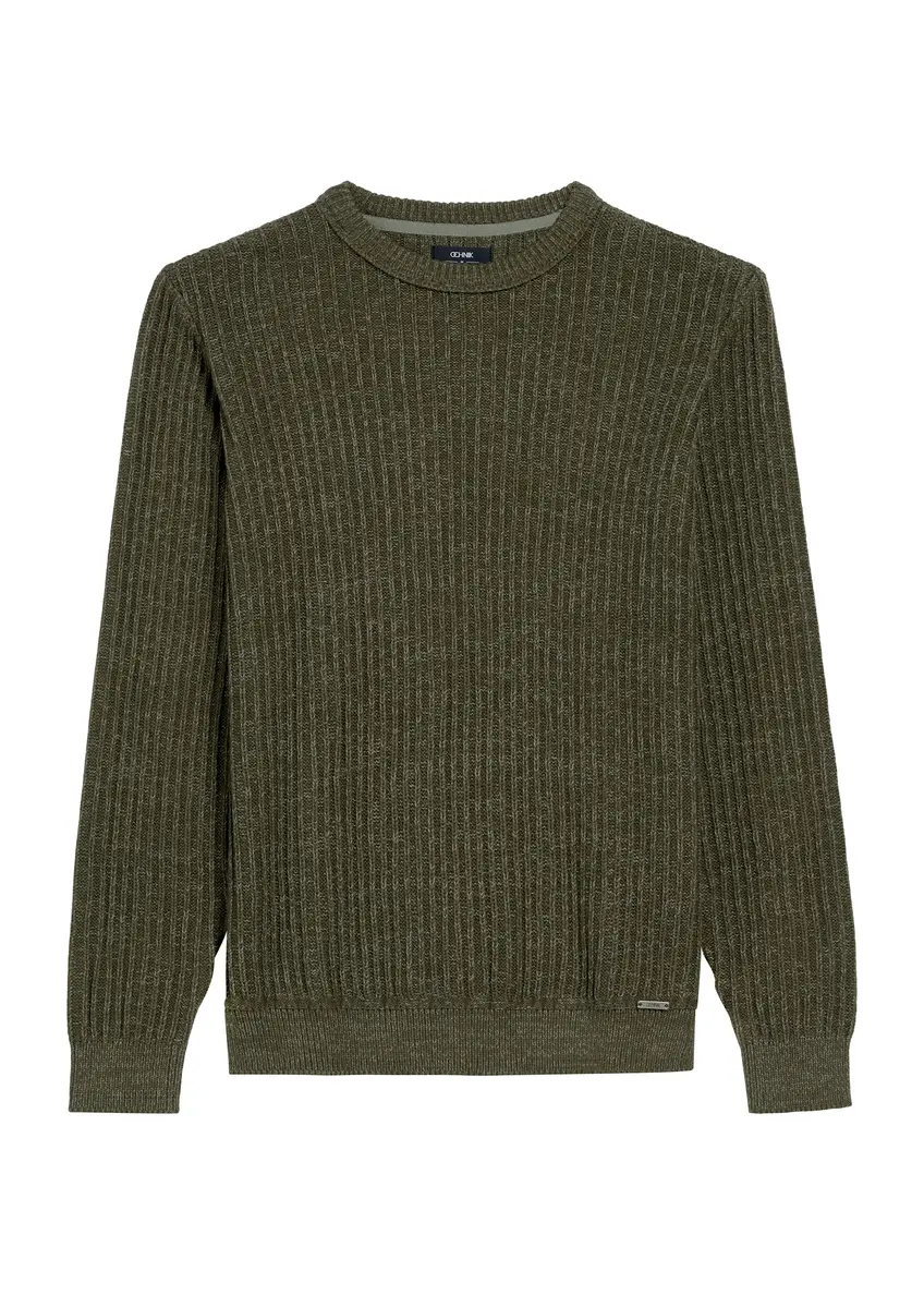 Pánsky sveter v khaki farbe SWEMT-0183-55(Z25)