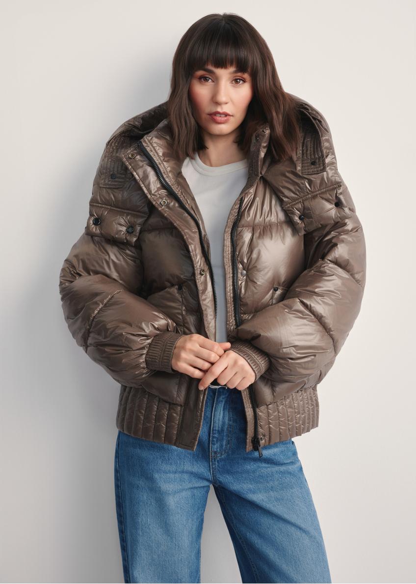 Dámska krátka hnedá bunda KURDT-0608-82(Z25)