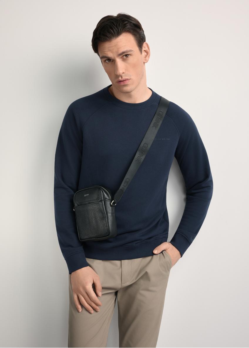 Čierna pánska kožená crossbody taška s logom TORMS-0296A-99(Z25)