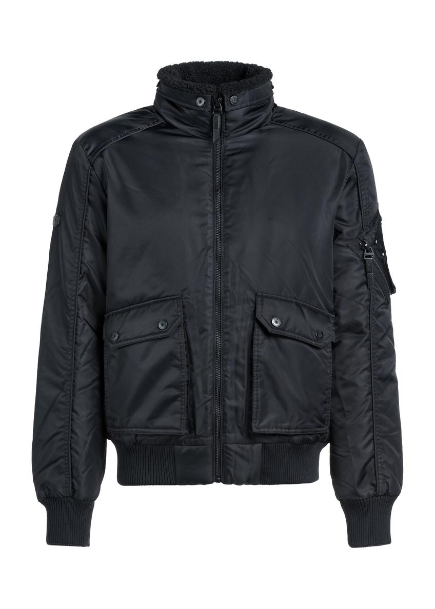 Čierna pánska bunda s golierom KURMT-0399-99(Z25)