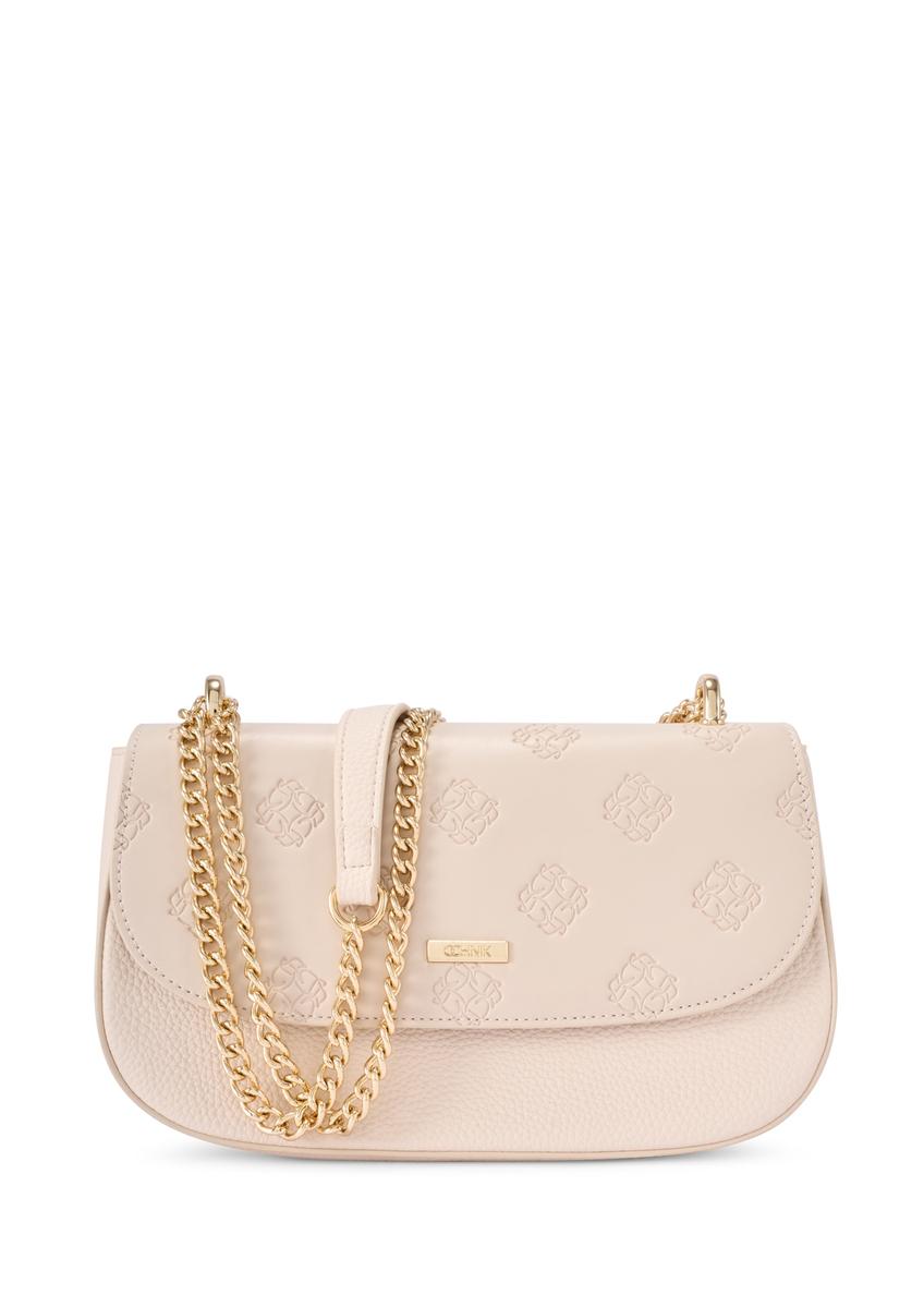 Krémová taška cez rameno s monogramom TOREC-1161-0B(W26)