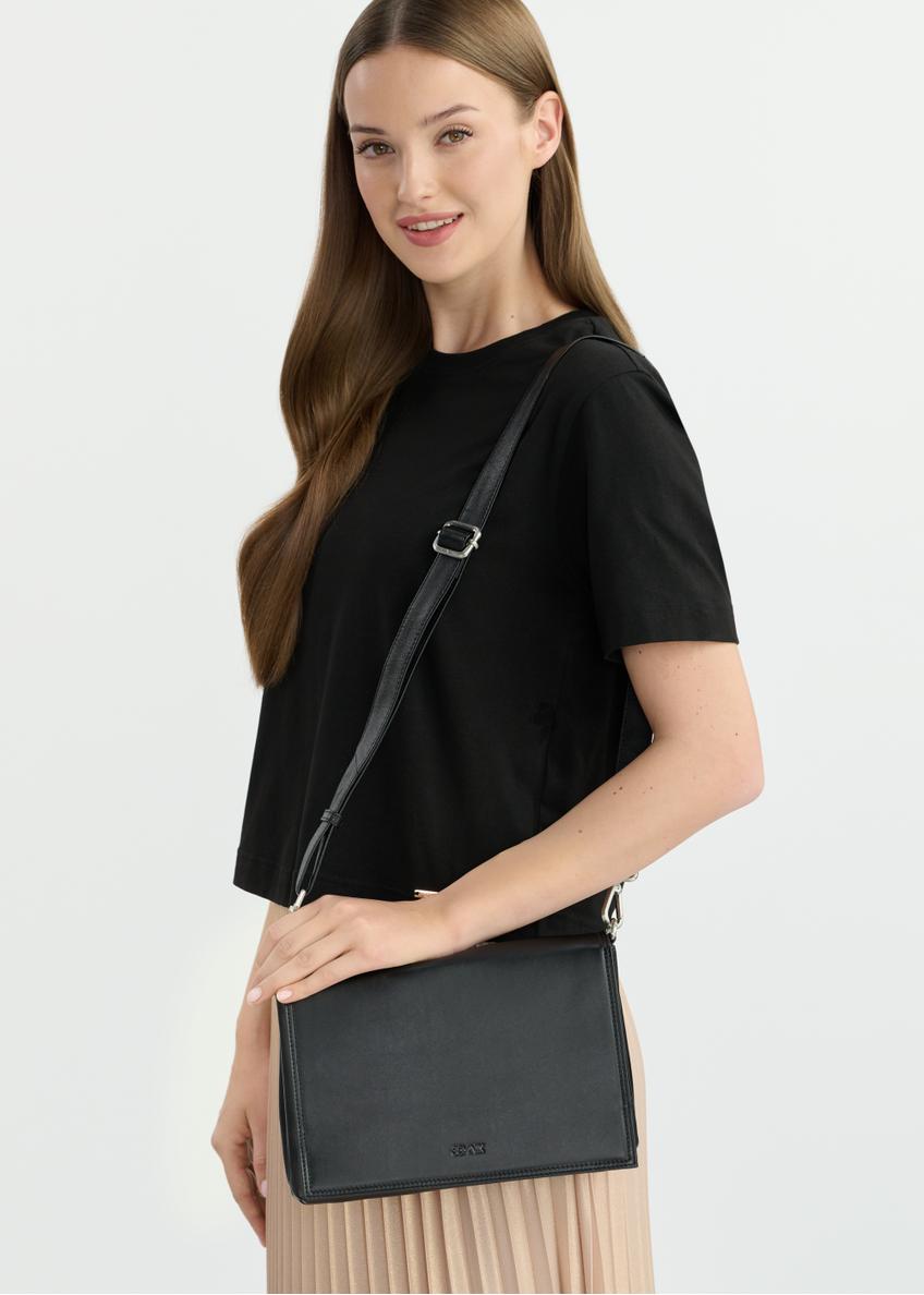 Čierna dámska kožená crossbody kabelka TORES-1083-99(W25)
