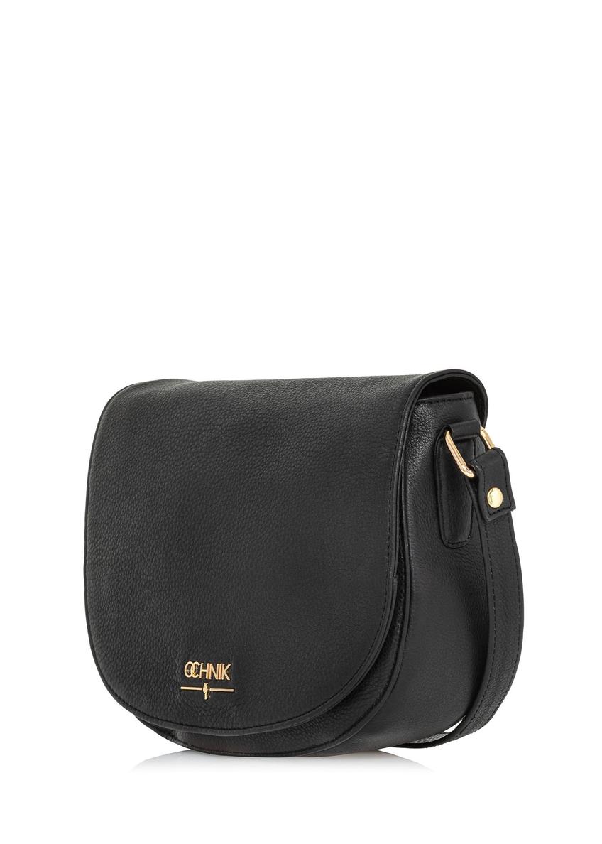 Čierna kožená dámska polkruhová crossbody kabelka TORES-0972D-99(W25)