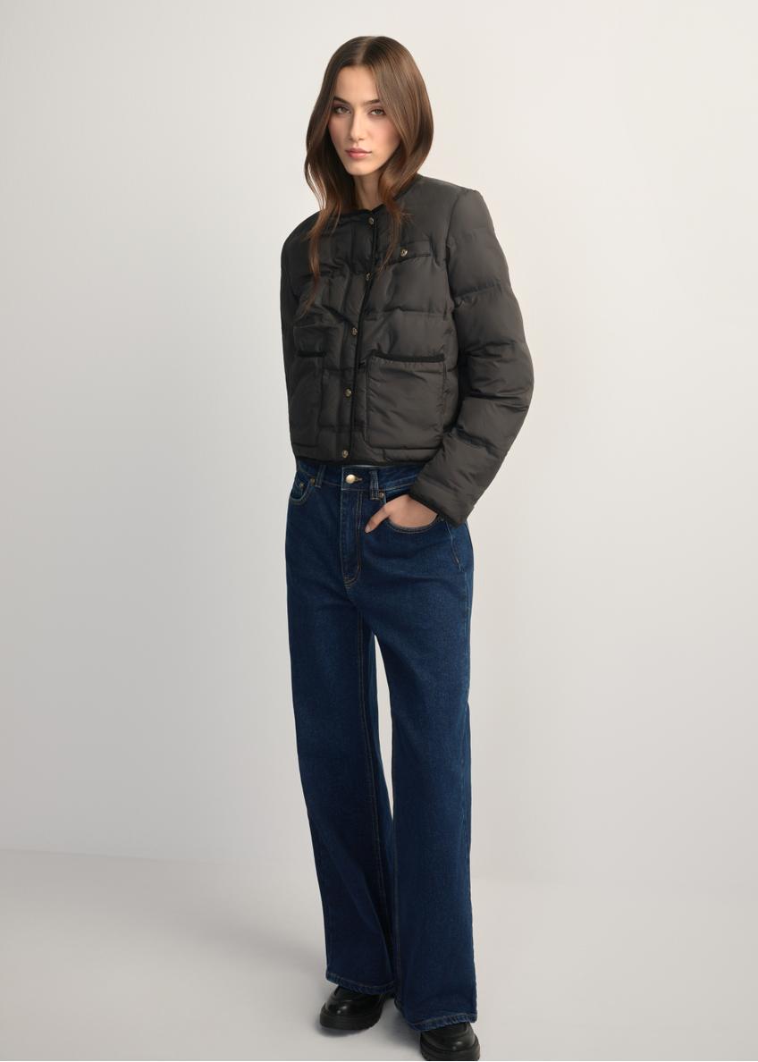 Dámska čierna krátka bunda KURDT-0621-99(W26)