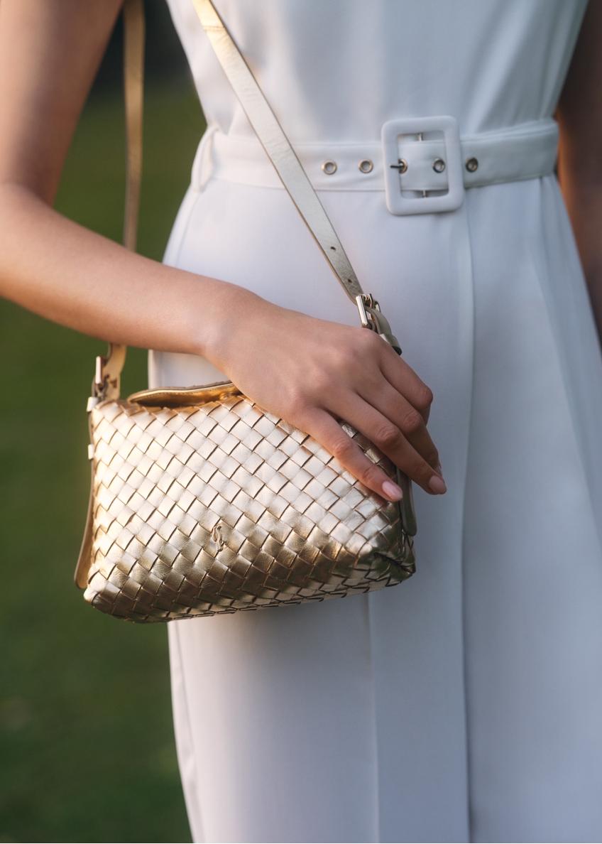 Malá kožená tkaná dámska kabelka TORES-1292-2X(W26)