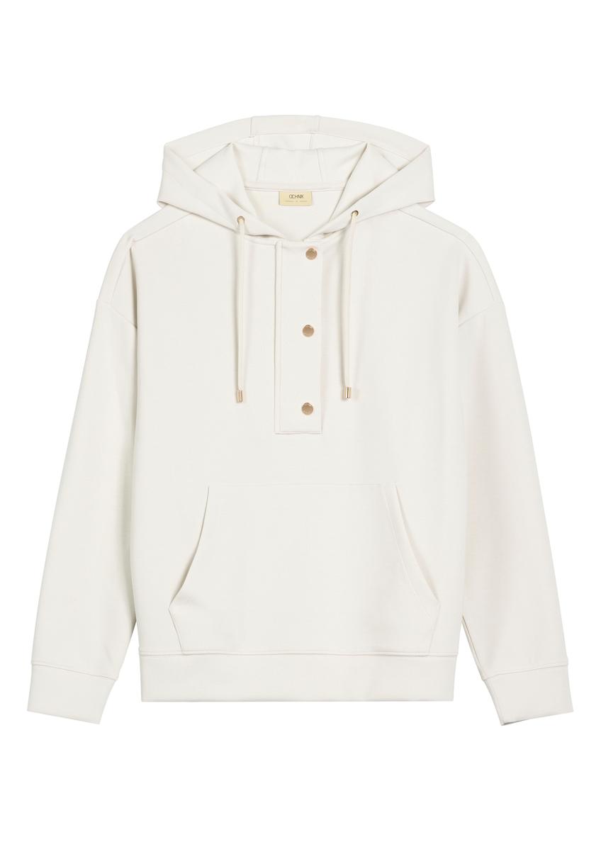 Dámska mikina s kapucňou svetlej béžovej farby BLZDT-0111A-1A(W26)