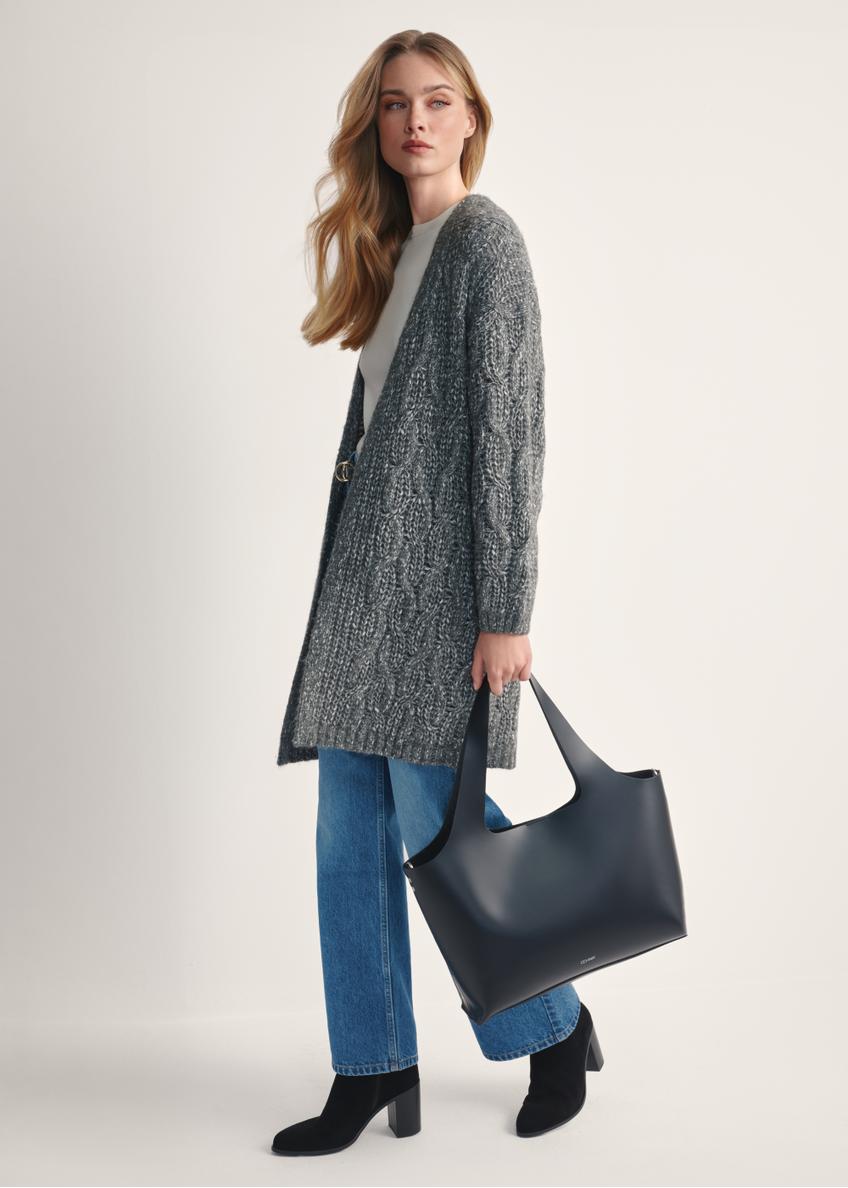 Čierna veľká kožená shopper kabelka TORES-1140-99(Z25)
