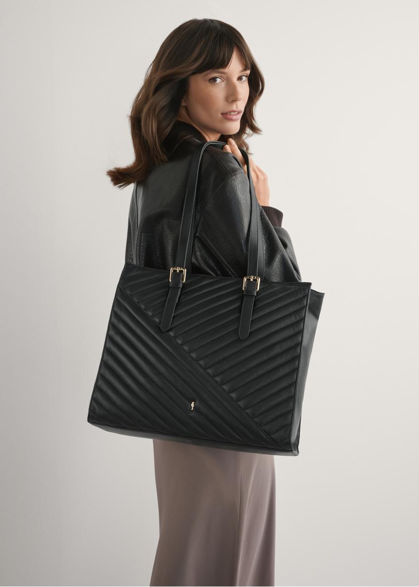 Veľká čierna kožená dámska kabelka TORES-1287-99(W26)