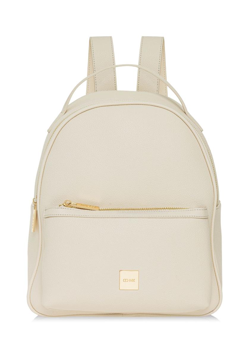 Dámsky stredne veľký batoh krémovej farby TOREC-0920-0B(W26) - pohľad spredu na produkt, na bielom pozadí.