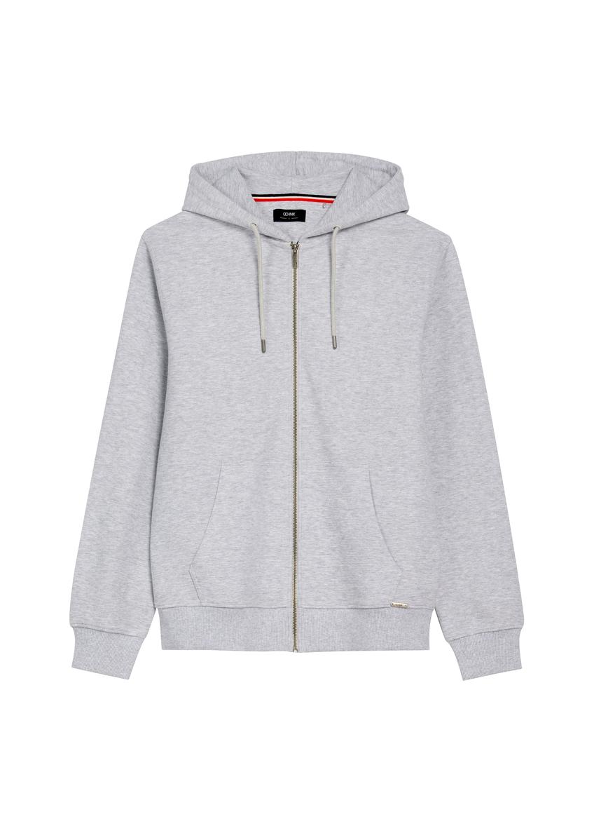 Šedá pánska mikina s kapucňou BLZMT-0079-9A(W26)