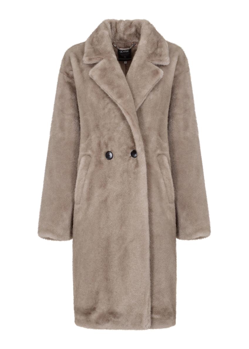 Dámsky sivý dvojradový kožuch FUTDP-0039-91(Z23)-04