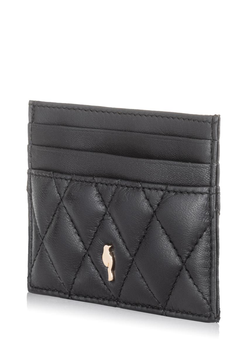 Čierne kožené prešívané puzdro na karty PORES-0856-99(W23)