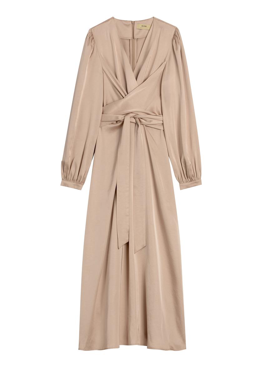Béžové midi šaty SUKDT-0263-1B(W26)