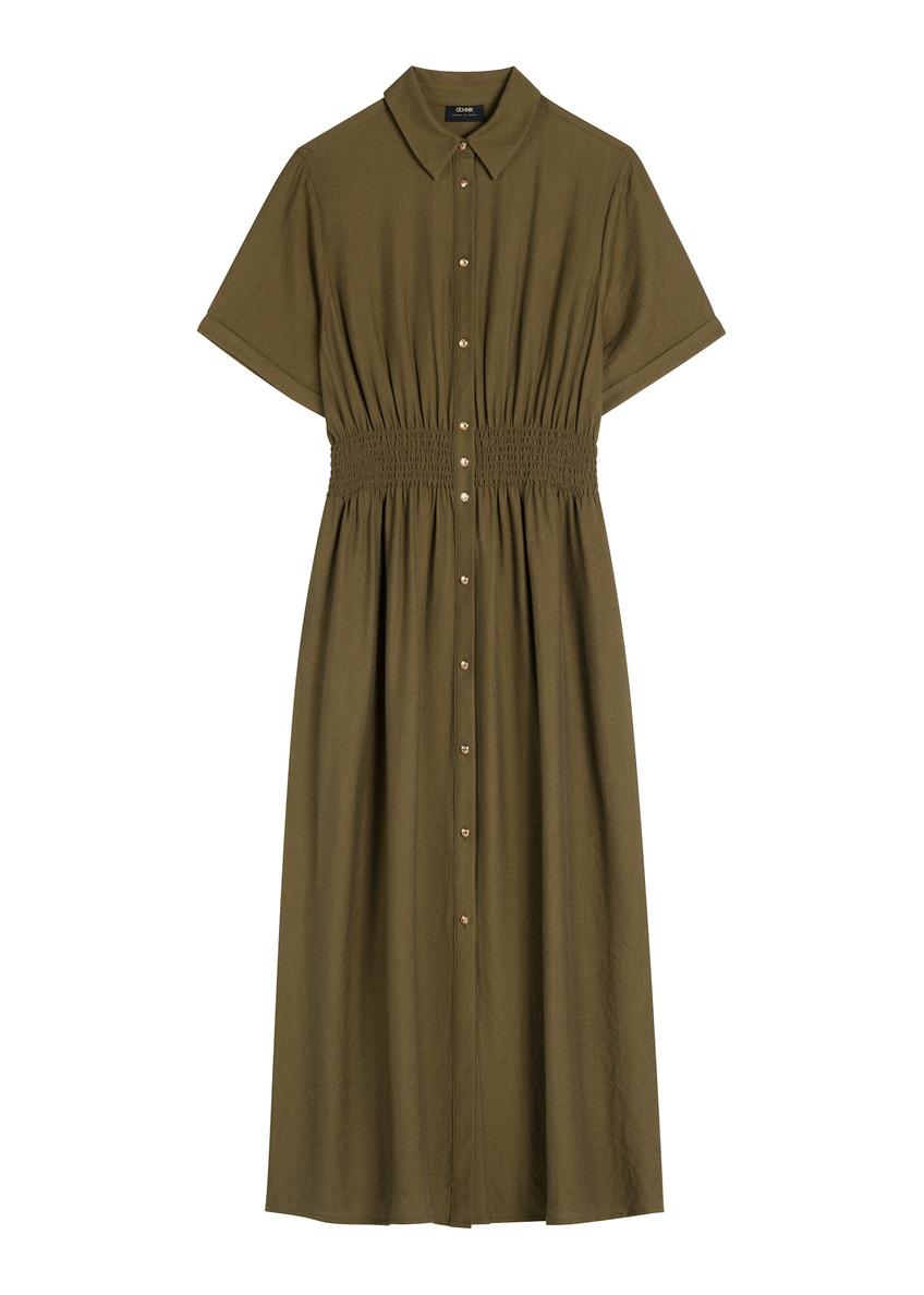 Khaki midi šaty SUKDT-0257-8D(W26)