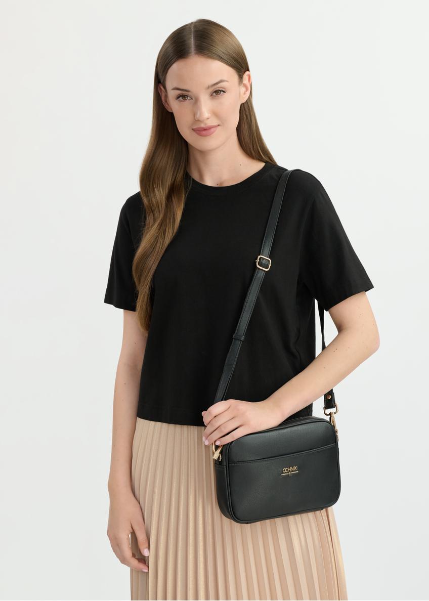 Čierna kožená crossbody kabelka TORES-1079D-99(W25)