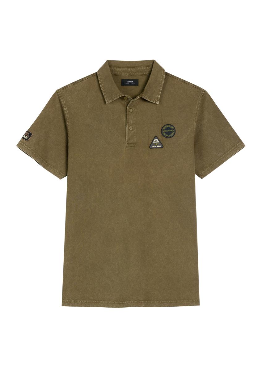 Pánske polo tričko v farbe khaki POLMT-0083-8D(W26)