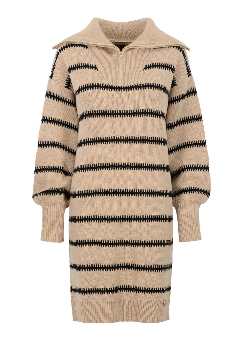 Béžové dámske šaty so zipsom SUKDT-0170-81(Z23)-04