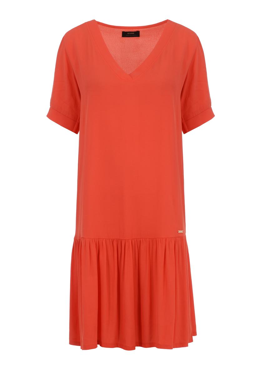 Červené šaty s volánom SUKDT-0165-42(W23)-05