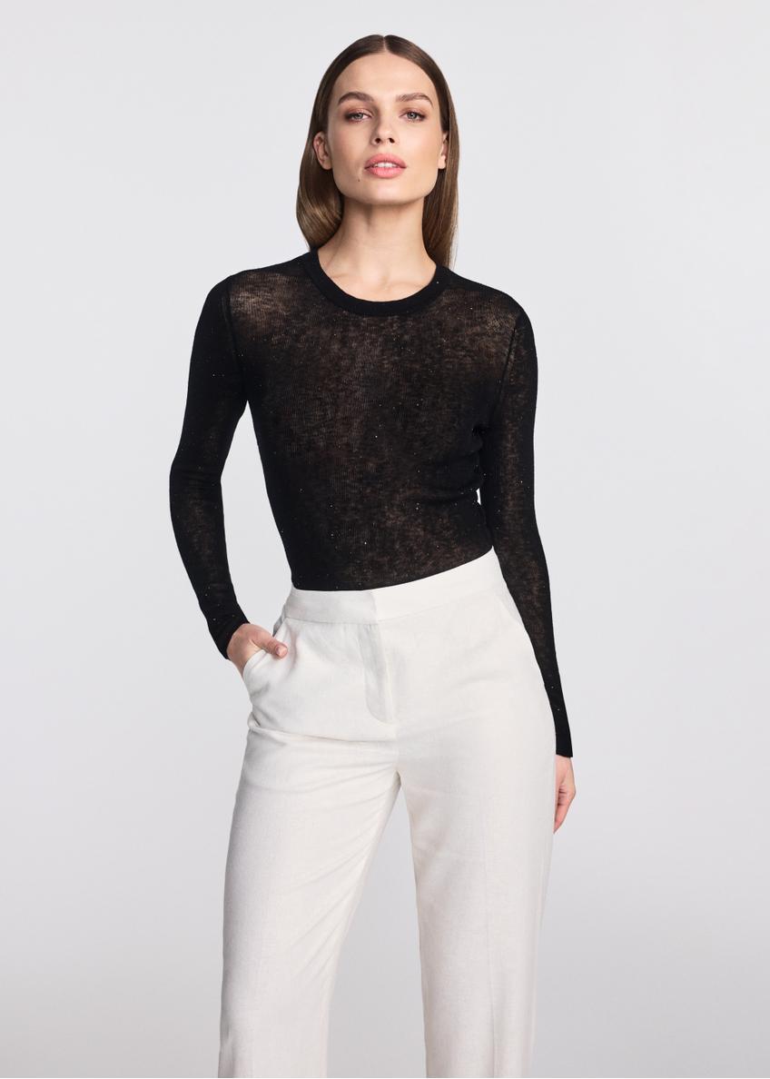 Čierny ľahký dámsky vlnený sveter SWEDT-0233-99(W25)