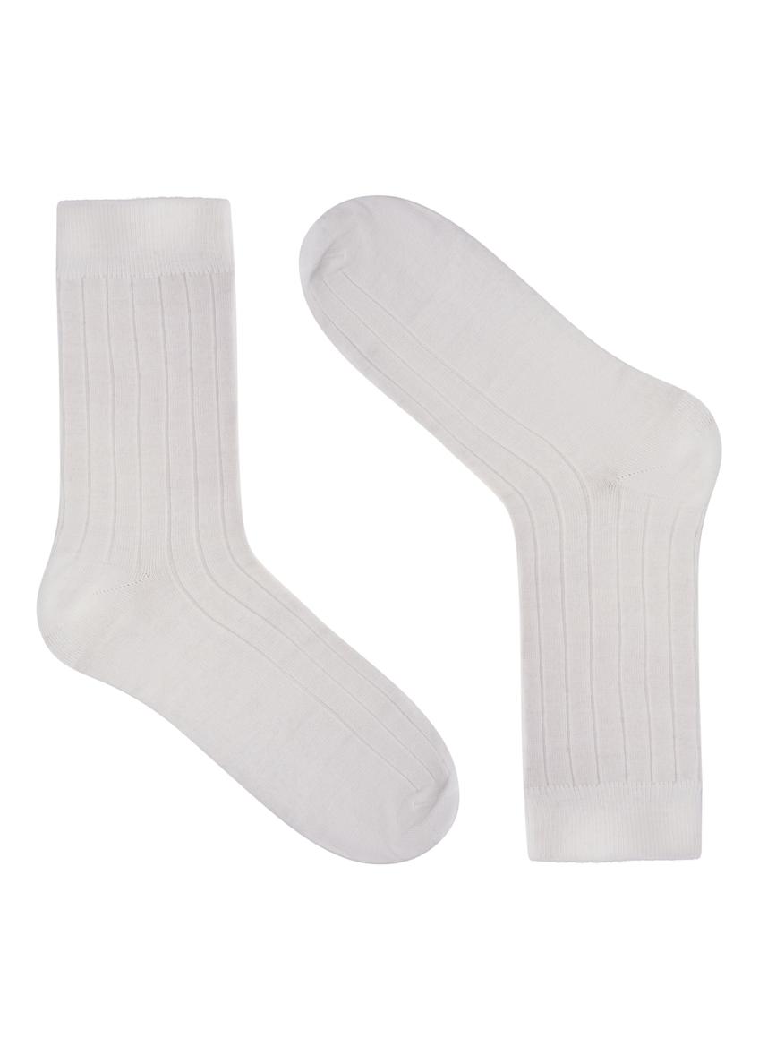 Krémové ponožky z merino vlny SKAMT-0206-0B(Z26), pohľad na produkt spredu na bielom podklade.