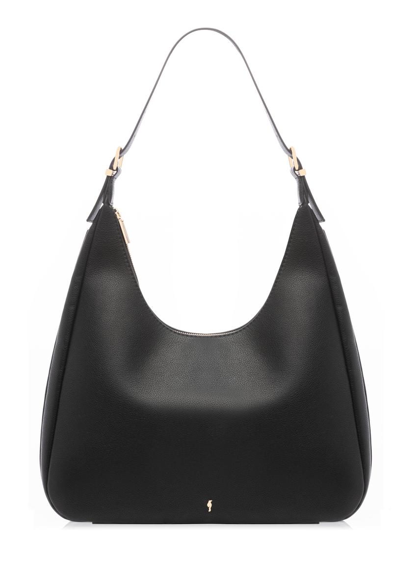 Čierna dámska nákupná kabelka TOREC-1238-99(W26), pohľad spredu na bielom pozadí.