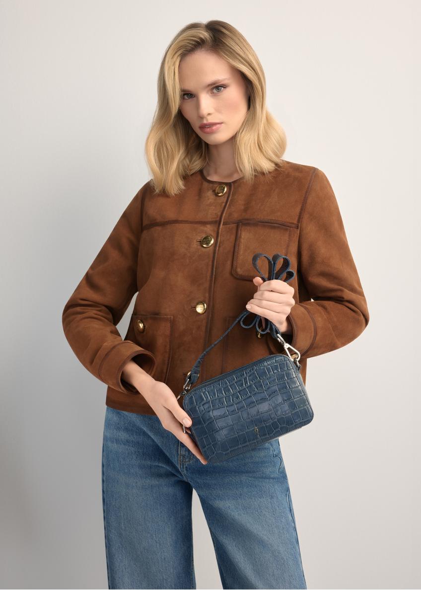 Kožená kabelka tmavo modrá croco TORES-1231-7D(W26)