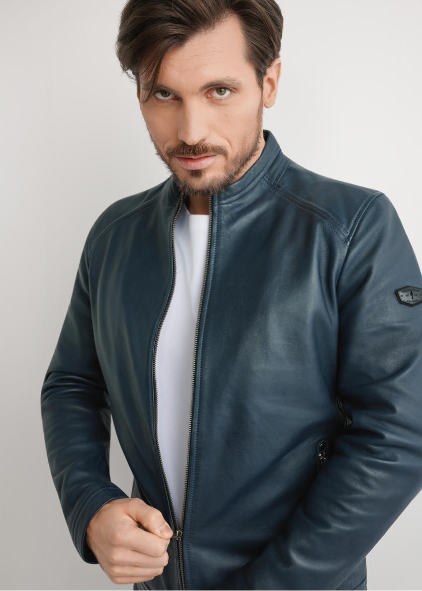 Pánska kožená bunda v tmavomodrej farbe KURMS-0329-7E(W26)