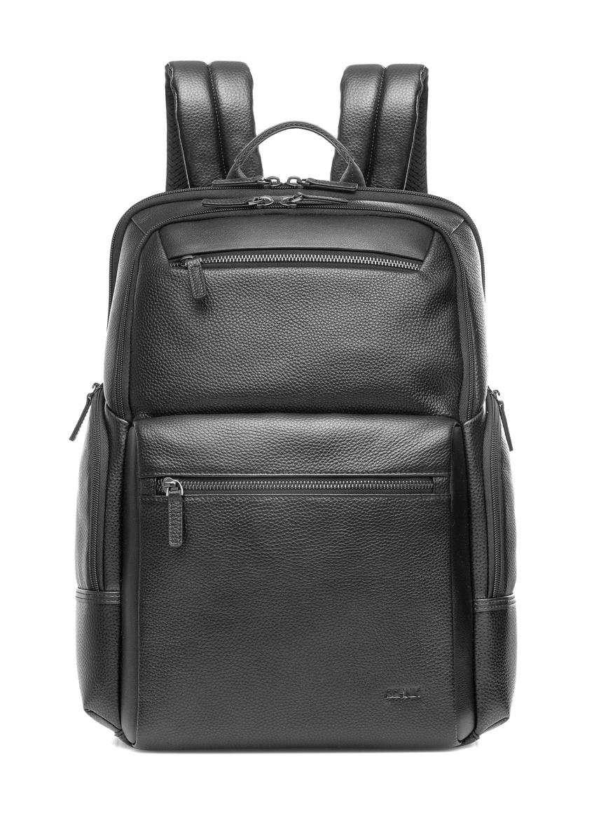 Čierny priestranný kožený batoh PLCMS-0023-99(Z25)