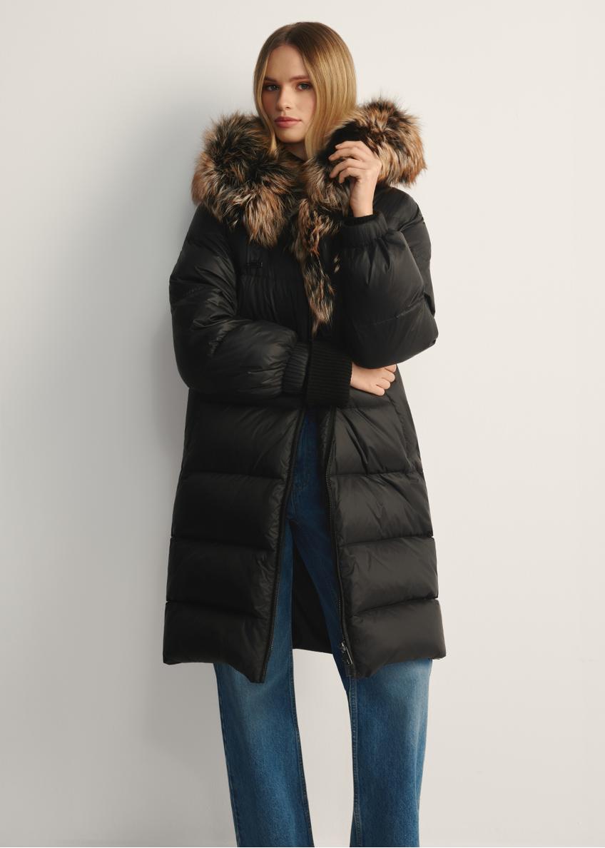 Čierna dámska bunda s prírodnou izoláciou KURDT-0623-99(Z25)