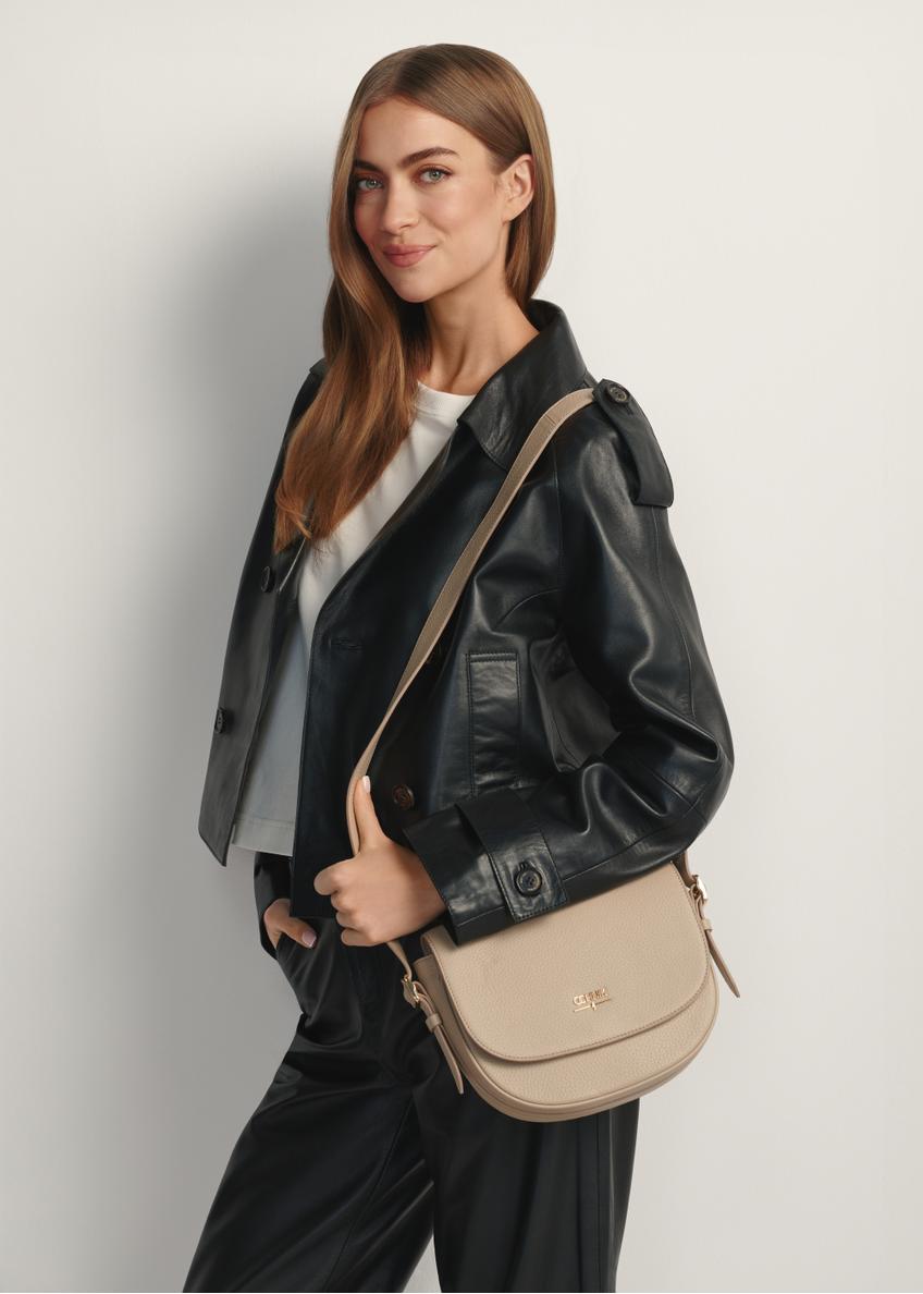 Dámska kožená kabelka cez rameno béžovej farby TORES-1122E-1B(W26)