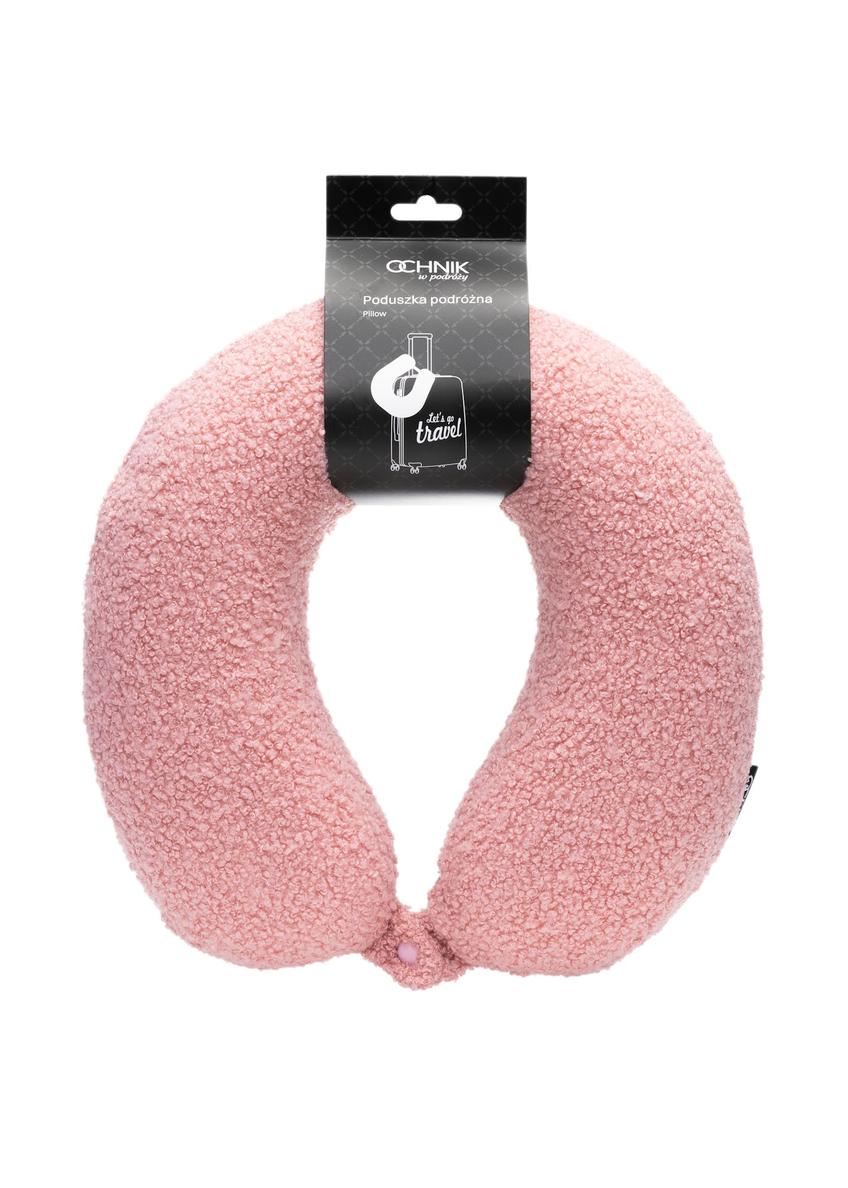 Mäkká ružová opierka hlavy AW-014-0003-31(W25), pohľad na produkt v obale na bielom pozadí.