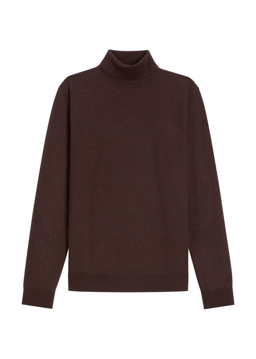 Pánsky vlnený rolák v tmavo hnedej farbe SWEMT-0198-1I(Z26)