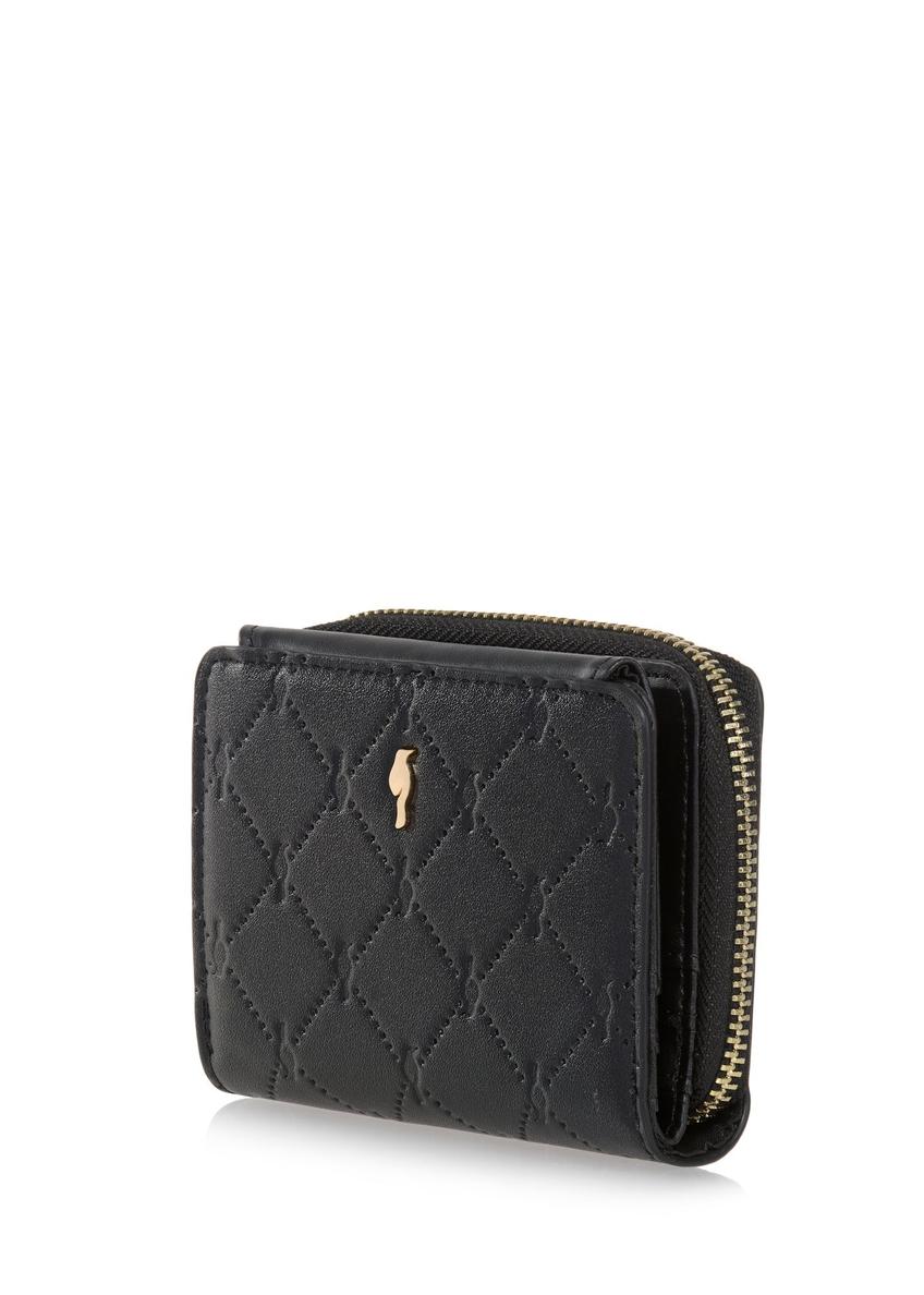 Malá čierna dámska peňaženka s monogramom POREC-0349A-9P(Z26)