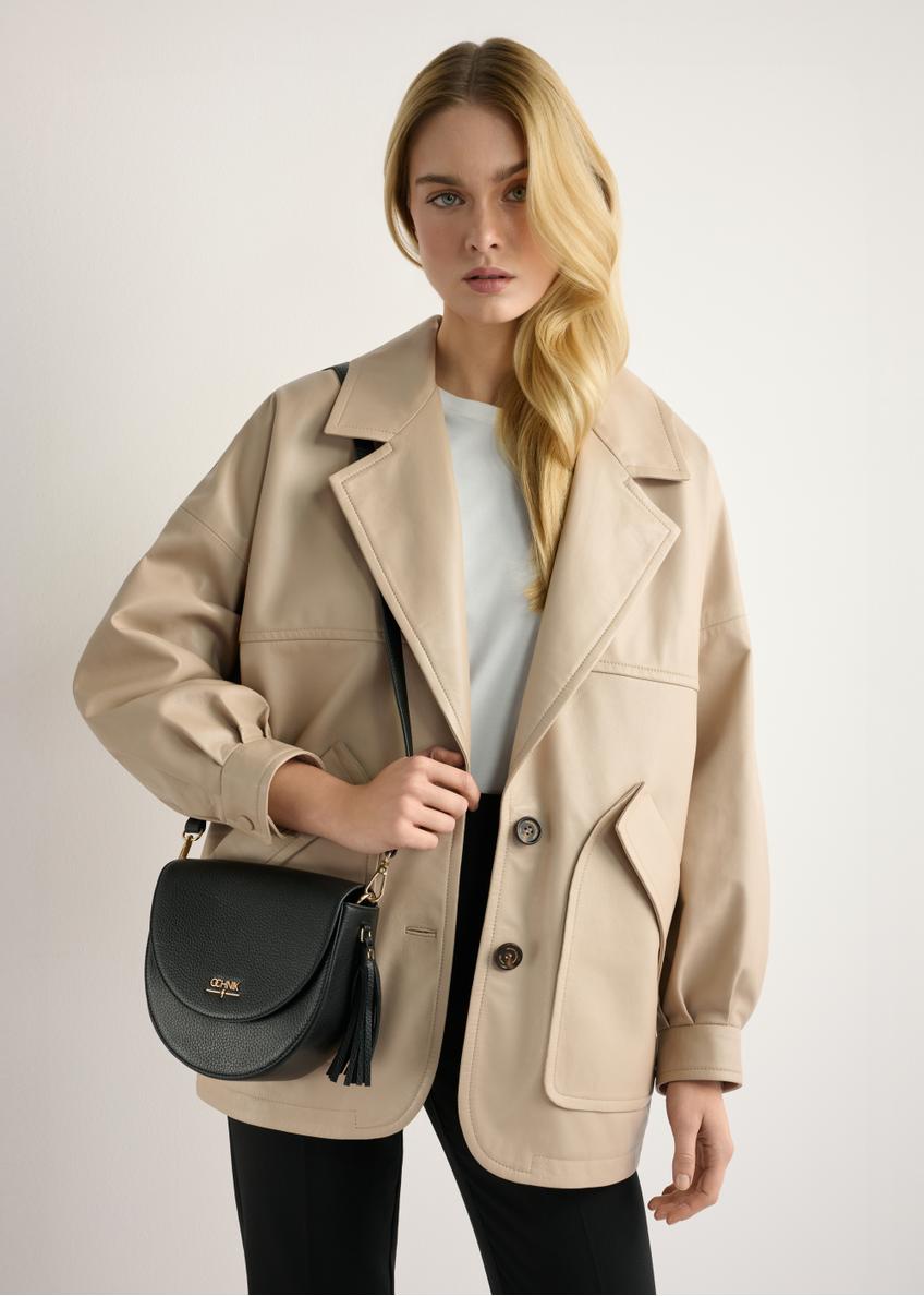 Čierna kožená dámska kabelka TORES-1283-9I(W26)