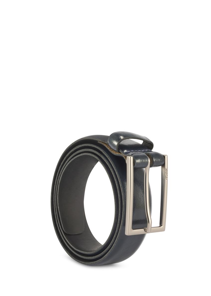 Pánsky kožený opasok v tmavomodrej farbe PASMS-0256-69(Z25)