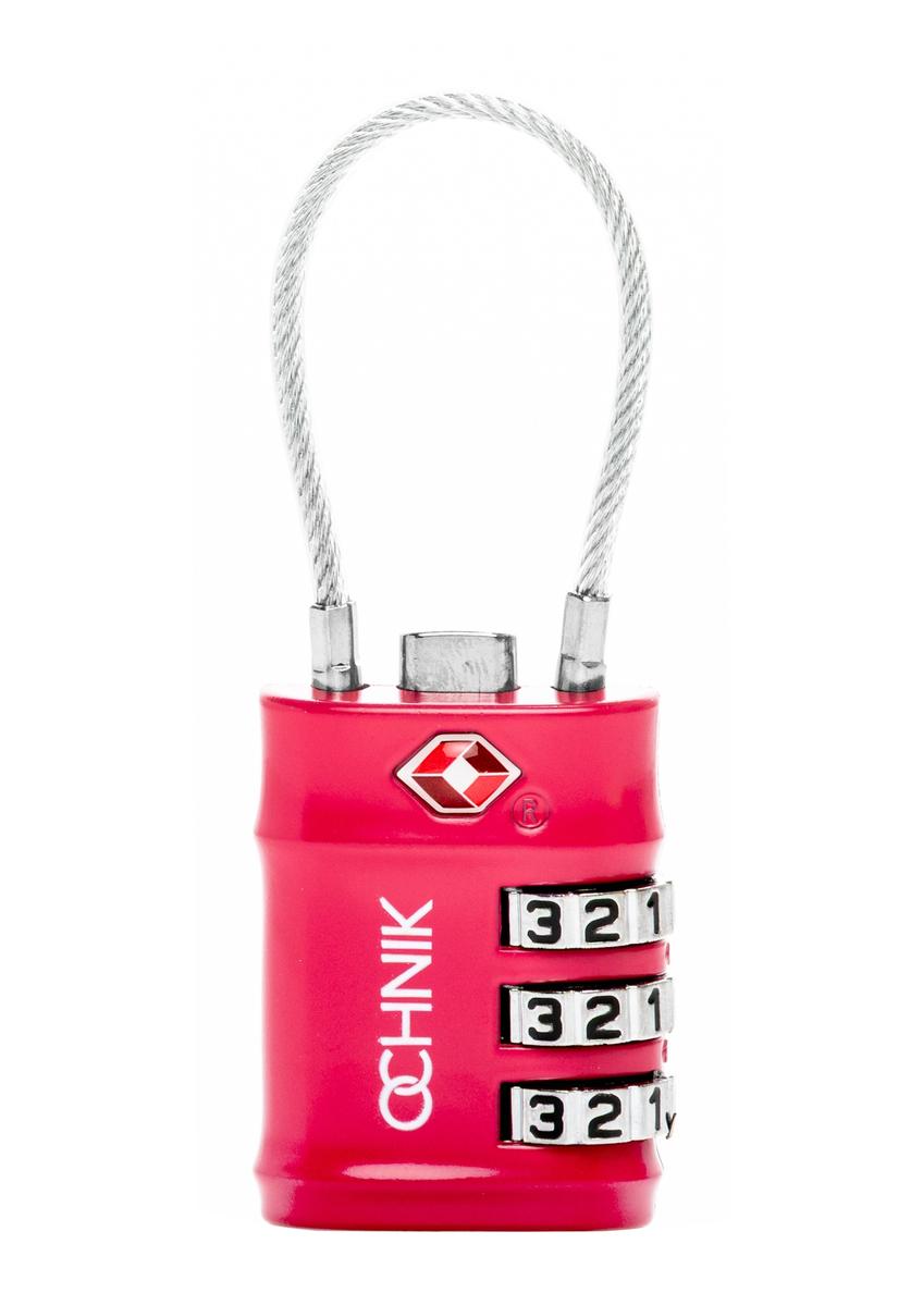 Kombinovaný zámok TSA vo farbe fuchsie AW-015-0007-5E(W26), pohľad spredu na bielom pozadí.