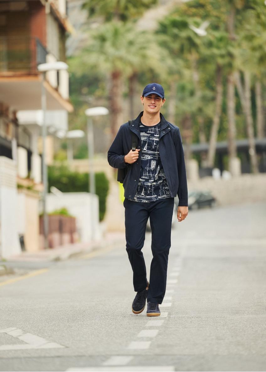 Modré pánske tričko s potlačou TSHMT-0148-7E(W26)