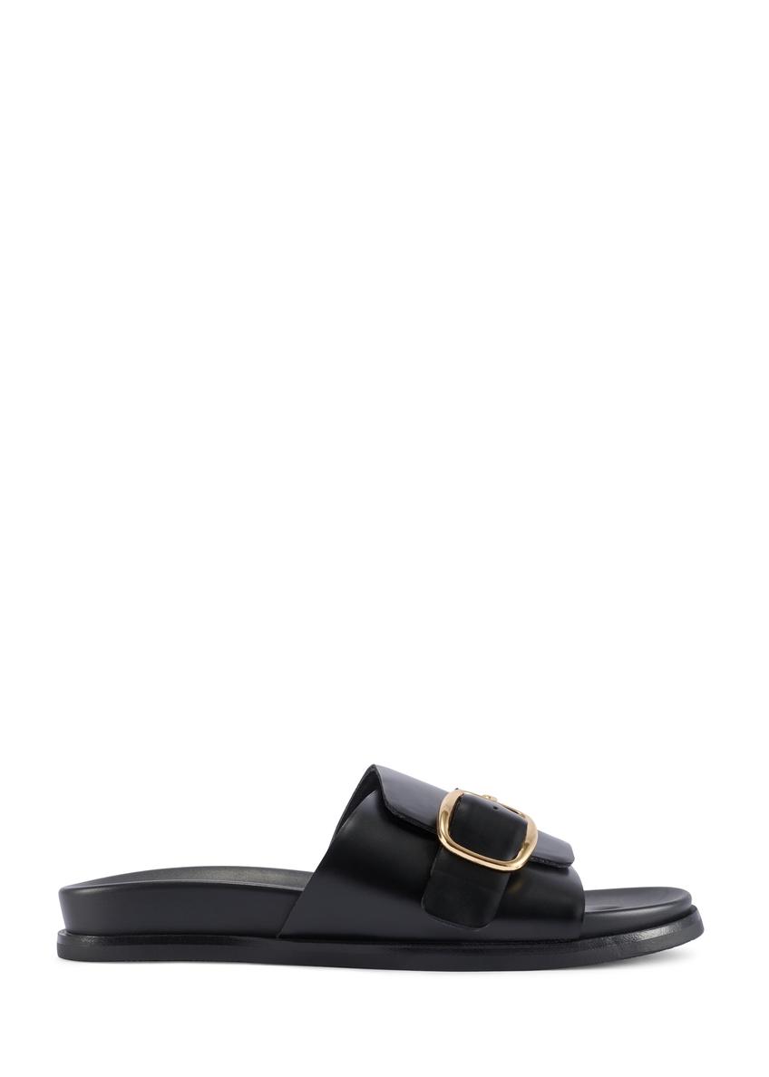 Čierne kožené dámske sandále BUTYD-1269-99(W26)