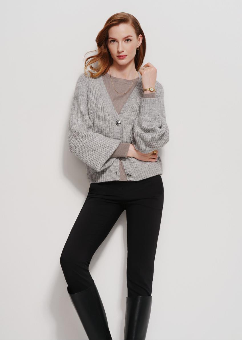 Šedý dámsky oversized cardigan KARDT-0036-66(Z24)-01