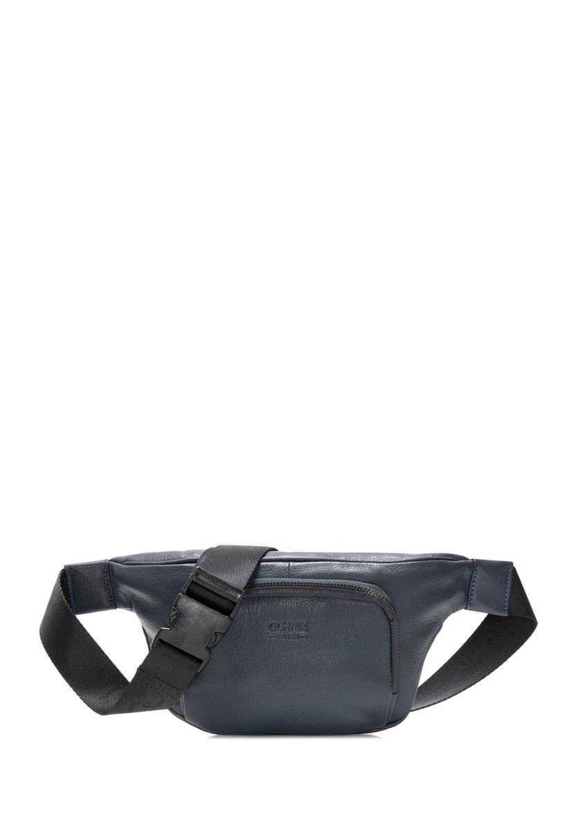 Pánska tmavomodrá kožená ľadvinka na zips TORMS-0280A-69(W24)