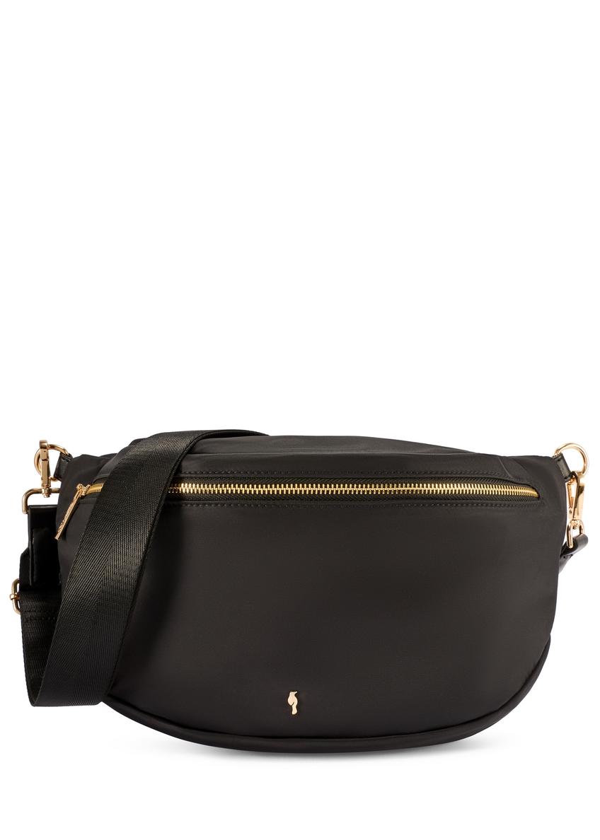 Čierna veľká dámska kabelka TOREN-0345-99(W26) - pohľad na produkt spredu, na bielom pozadí.