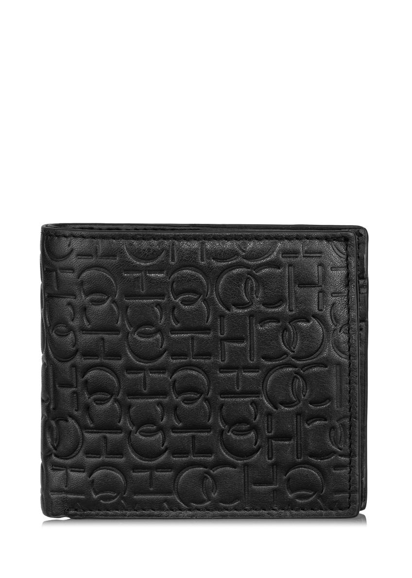 Pánska čierna kožená peňaženka s monogramom PORMS-0603-98(Z23)-07