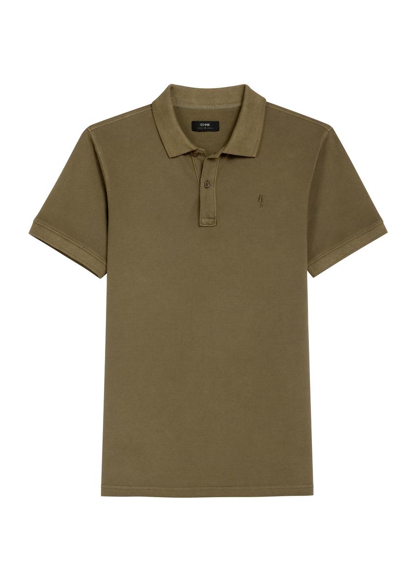 Pánske farebné polo khaki POLMT-0055A-8D(W26)