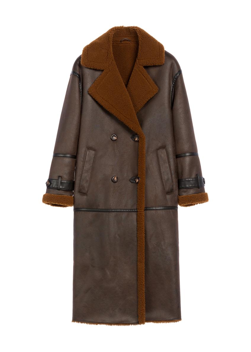 Dlhý hnedý dámsky kožuch KOZDP-0014-90(Z25)