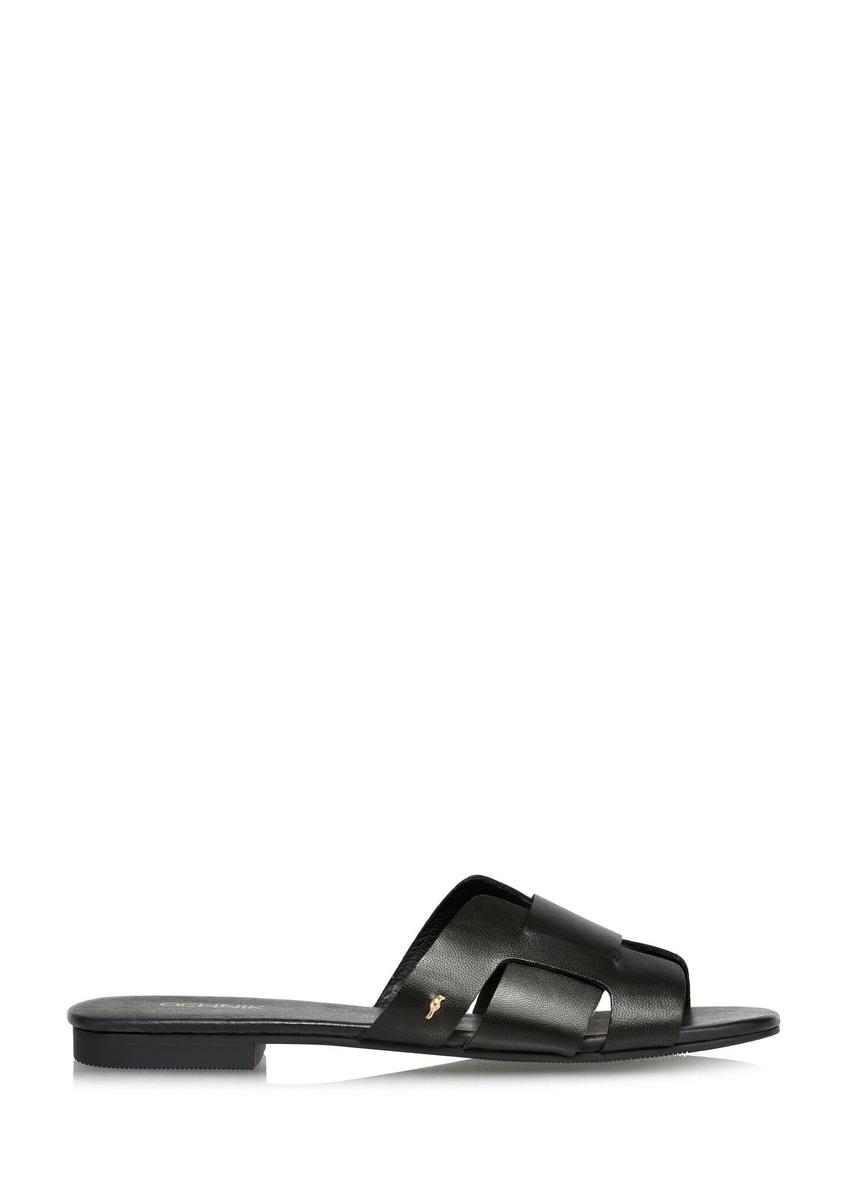 Čierne dámske šľapky s pleteným detailom BUTYD-0904D-99(W26)